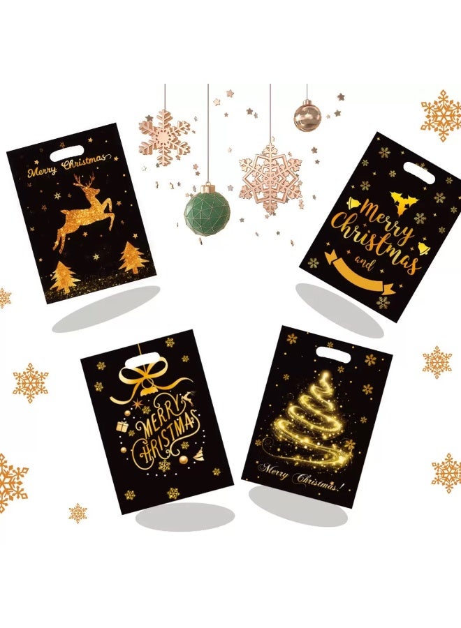 50 قطعة من أكياس الحلوى والهدايا لعيد الميلاد - 4 تصاميم متنوعة (25×18 سم) - أكياس هدايا لحفلات عيد الميلاد المجيد - Image 2