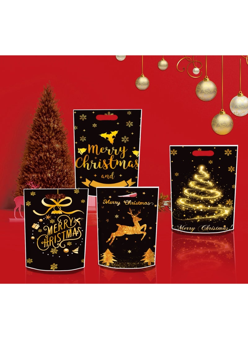 50 قطعة من أكياس الحلوى والهدايا لعيد الميلاد - 4 تصاميم متنوعة (25×18 سم) - أكياس هدايا لحفلات عيد الميلاد المجيد - Image 3