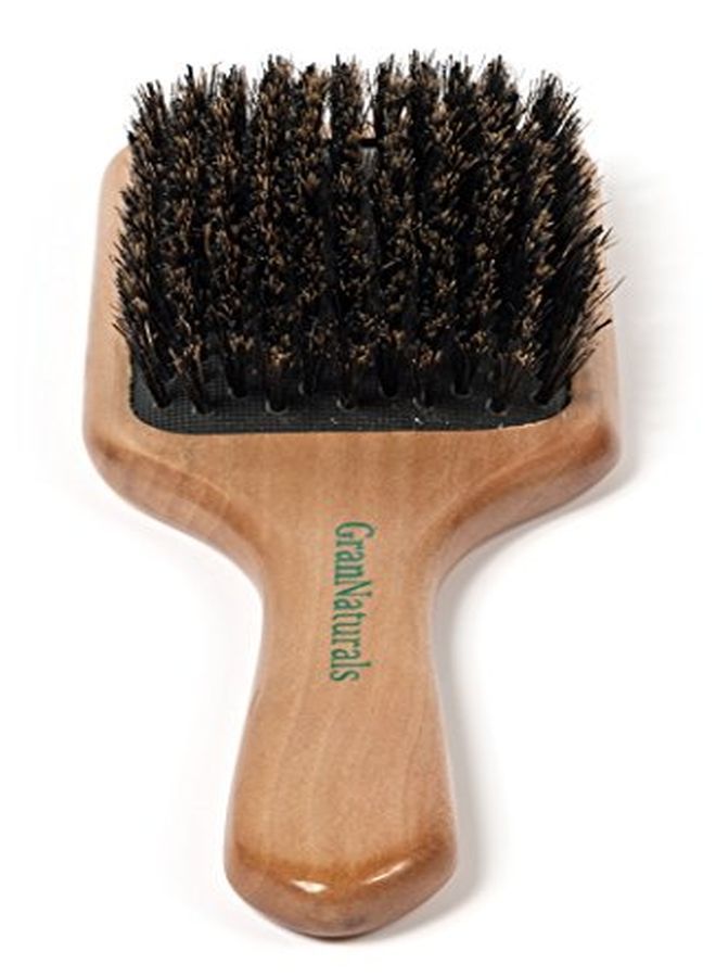 GranNaturals Boar Bristle Hair Brush For Women And Men Medium/Soft Bristles Natural Wooden Large Flat Square Paddle Hairbrush For Fine Thin Straight Long Or Short Hair - Image 1