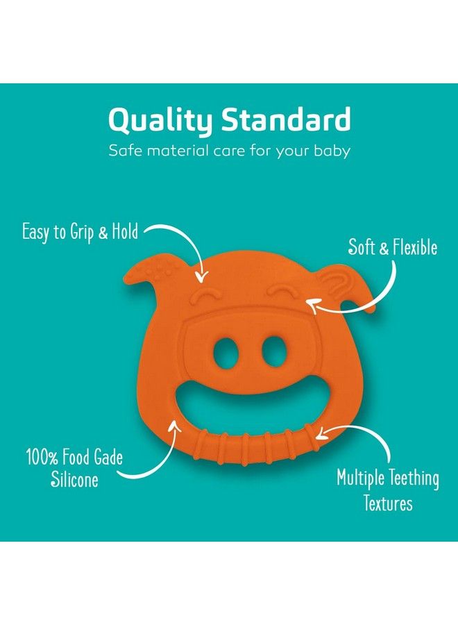 BuddsBuddy 100% Bpa Free Soft Silicone Baby Teether For 3 To 6 Babies (Zuzu Orange) - Image 5