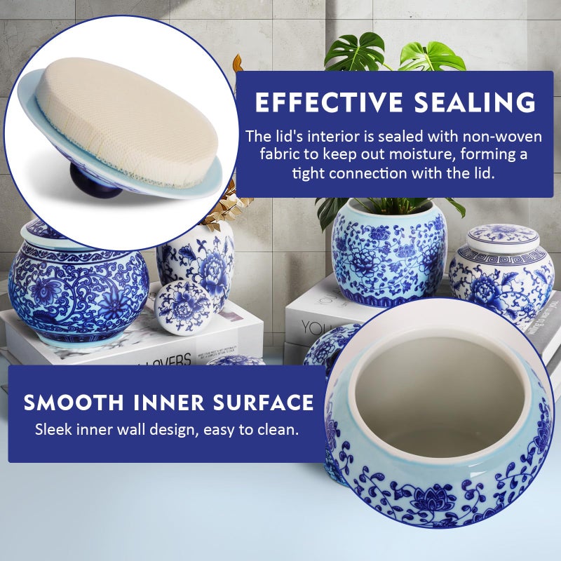RMERVE Set of 6 Small Blue and White Porcelain Vases Blue Chinoiserie Decor Gifts Ceramic Flower Vases Classic vase for Home Bedroom Table Accent Shelf Tabletop - Image 3