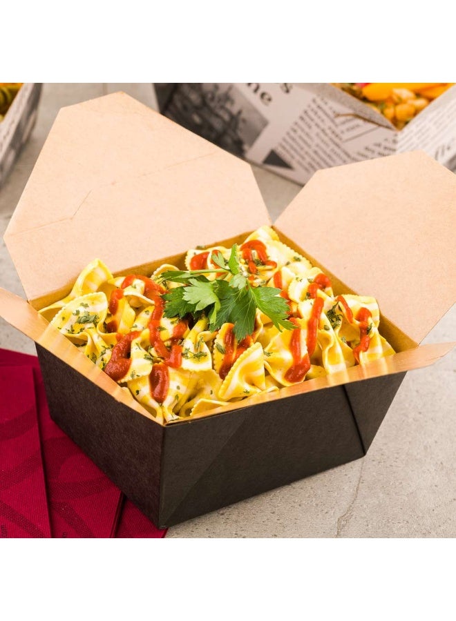 Restaurantware Bio Tek 30 Ounce Take Out Boxes, 200 To Go Lunch Boxes - Tab-Lock Closure, Heat-Tolerant, Black Paper Disposable Lunch Boxes, Greaseproof, For Hot And Cold Foods - Image 3