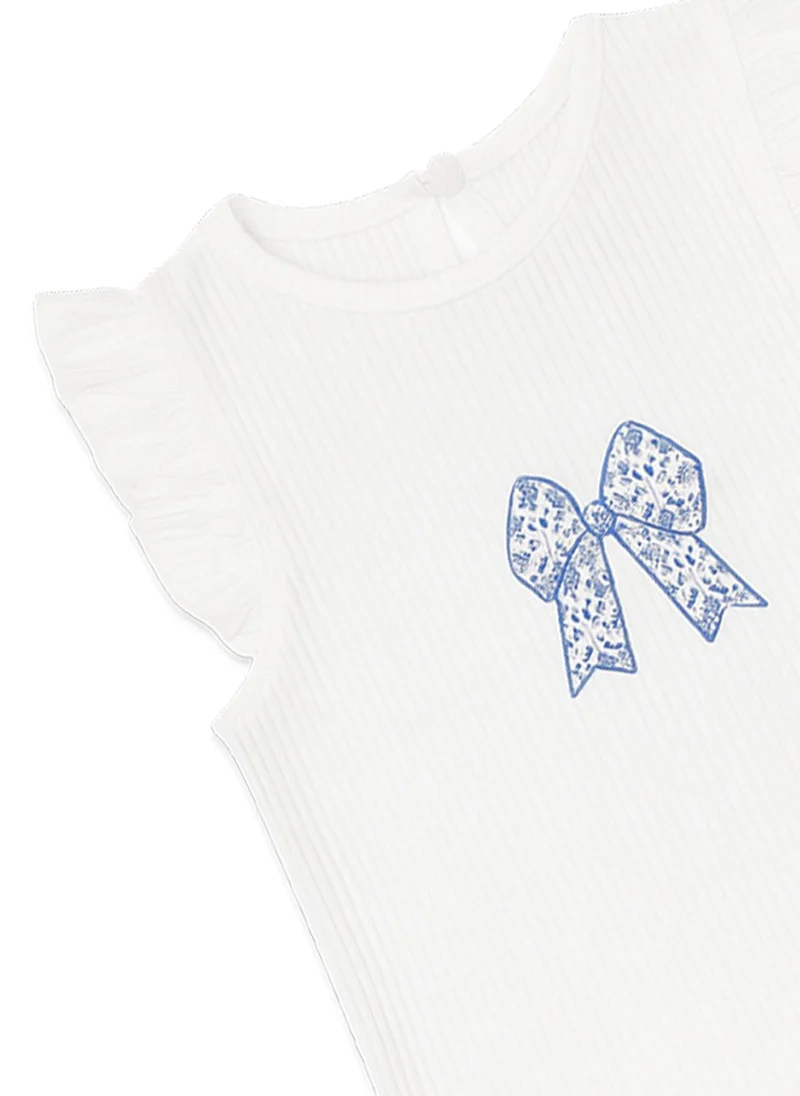 Nautinati  Nautinati White Printed Top And Blue Balloon Skirt For Girls for Women | Best Price UAE
