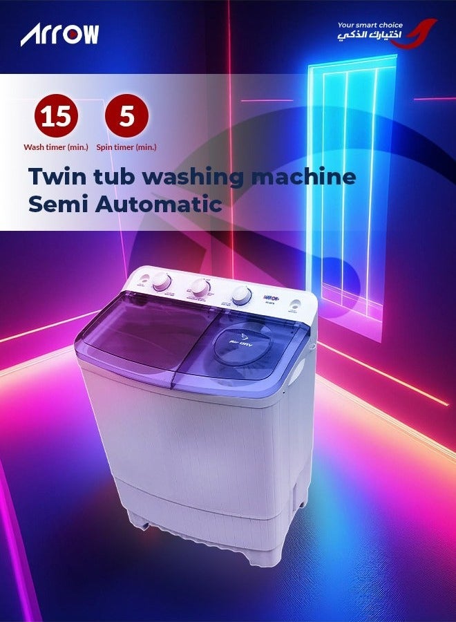 Arrow 4.5KG Twin Tub Semi-Automatic Washing Machine, Quick-and-Easy Installation, White Color | Model Name: RO-06TTB - Image 5