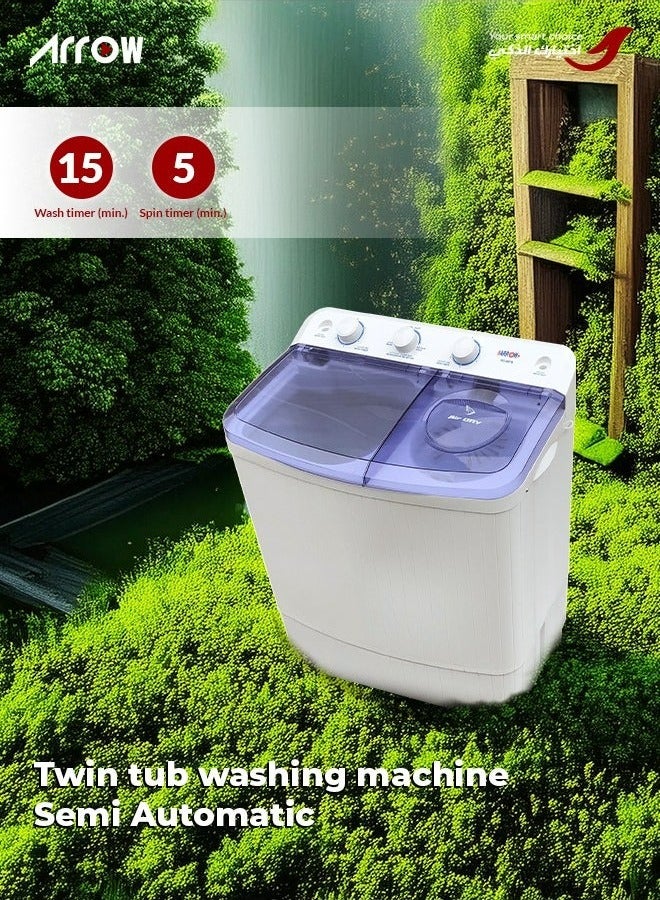 Arrow 4.5KG Twin Tub Semi-Automatic Washing Machine, Quick-and-Easy Installation, White Color | Model Name: RO-06TTB - Image 4