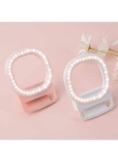General Mobile Phone Fill Light Live Broadcast Beauty Selfie Round Flash Charging Mini LED Fill Light Photography Light-Specifications:Pink  - Image 2