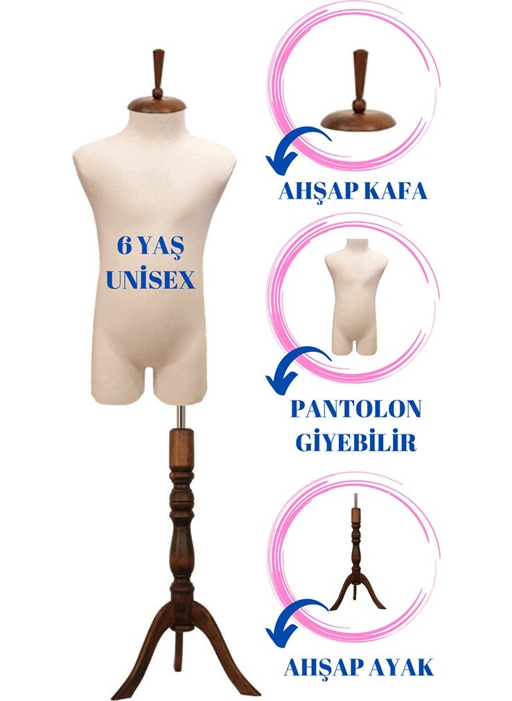 Manken İstanbul Mannequin Istanbul 6 Years Old Child Tailor Mannequin Who Can Wear Trousers Showcase Mannequin (Pin-Proof)  - Image 1