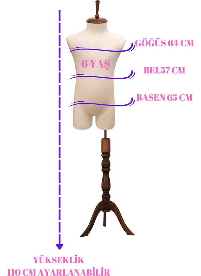 Manken İstanbul Mannequin Istanbul 6 Years Old Child Tailor Mannequin Who Can Wear Trousers Showcase Mannequin (Pin-Proof)  - Image 5