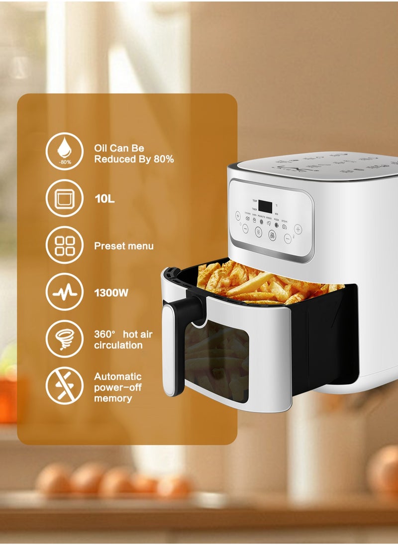 Air fryer 10L Large Size, 6 Presets, 1300W, One-Touch Panel, 360° Turbo Airflow Technology, Non-stick Airfryer Basket, Dishwasher Safe, Elegant white design - pzsku/ZE4C1917720B6E498D716Z/45/1742452048/9676d650-60e9-498b-b3bc-d979bcc222a6
