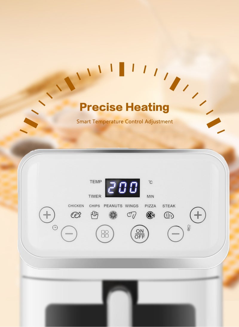 لاك لايش مقلاة هوائية 10 لتر حجم كبير ، 6 إعدادات مسبقة ، 1300 واط ، لوحة بلمسة واحدة ، تقنية تدفق الهواء التوربيني 360l ، سلة مقلاة هوائية غير لاصقة ، آمنة للغسل في غسالة الأطباق ، تصميم أبيض أنيق - Image 3