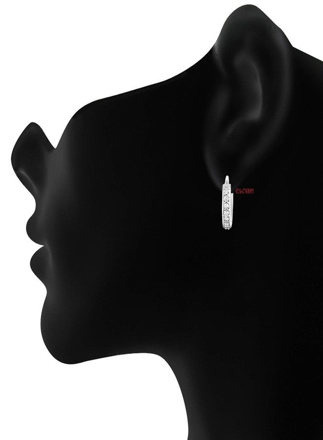 ELOISH Sterling Silver CZ Studded Huggie Earrings for Women. - Image 2