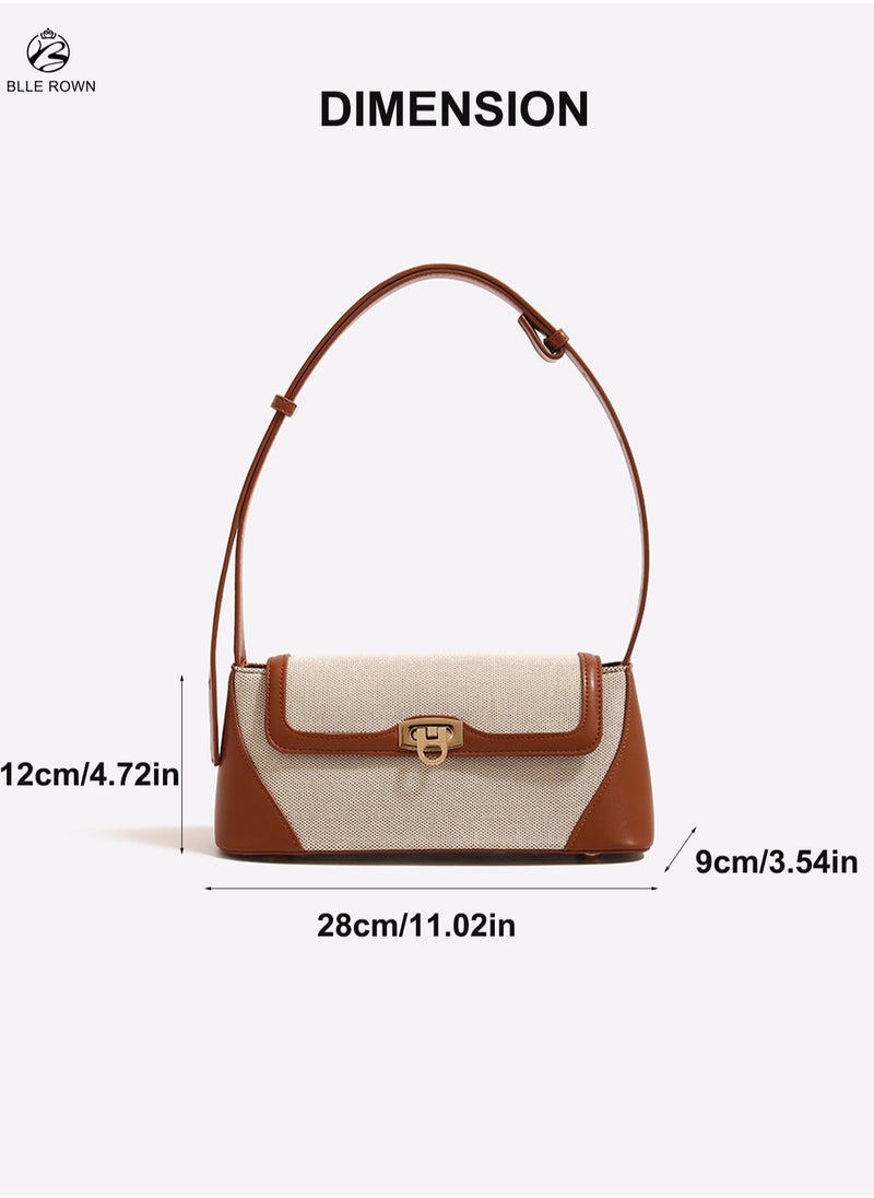 BLLE ROWN Women Armpit Bag, Retro Light Shoulder Bag With Color Block Design, Versatile Haversack East West Bags  , Crossbody Bag With Large Capacity Suitable For Daily Use, Work, Commute,Shopping  - Image 3