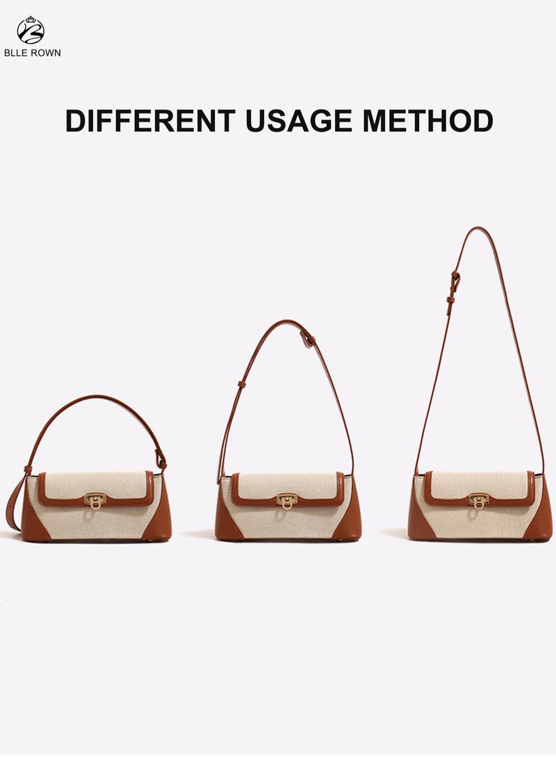 بليه روان حقيبة إبط للنساء، حقيبة كتف خفيفة ريترو بتصميم متباين الألوان، حقيبة حقيبة حقيبة شرق غرب متعددة الاستخدامات، حقيبة كروس ذات سعة كبيرة حقيبة لاديس مناسبة للاستخدام اليومي، العمل، التنقل، التسوق - Image 5