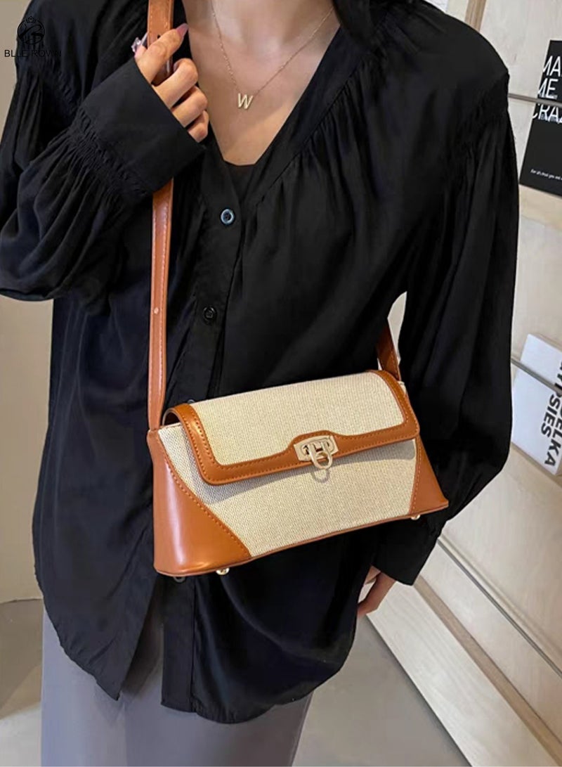 بليه روان حقيبة إبط للنساء، حقيبة كتف خفيفة ريترو بتصميم متباين الألوان، حقيبة حقيبة حقيبة شرق غرب متعددة الاستخدامات، حقيبة كروس ذات سعة كبيرة حقيبة لاديس مناسبة للاستخدام اليومي، العمل، التنقل، التسوق - Image 3