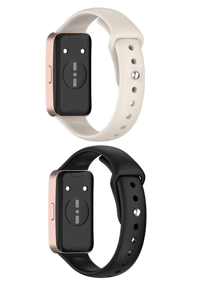 OLYSON 2 Pcs Silicone Strap Suitable for Huawei Band 10/9/8 Watchband Replacement Bracelet (Black+Starlight) - Image 2