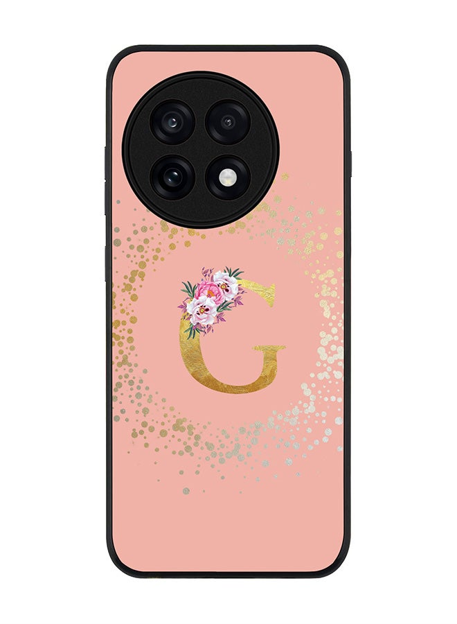 Stylizedd For OnePlus 13R / Ace 5 Pro Case,Slim fit Camera Protection, Shockproof Thin Phone cover  - Custom Monogram Floral - G  (Rose Pink )