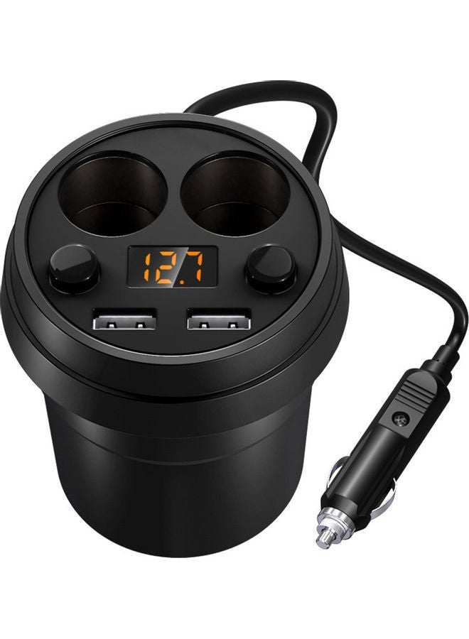 NIBEMINENT 3.1A Dual USB Car Mobile Charger With Voltage Current Display Black  - Image 1