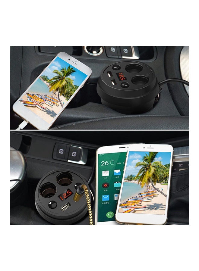 NIBEMINENT 3.1A Dual USB Car Mobile Charger With Voltage Current Display Black  - Image 2