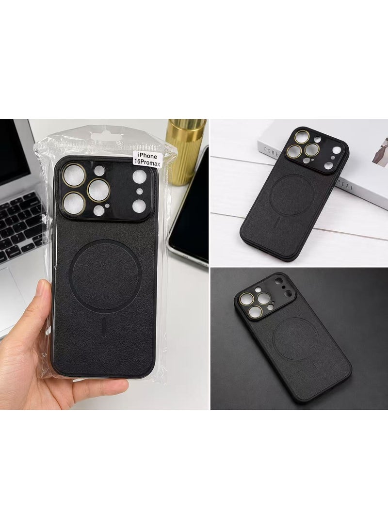جراب MagSafe مغناطيسي لحماية عدسة الكاميرا، بتصميم أنيق متوافق مع iPhone 16 Pro Max و17 Pro Max، يدعم الشحن اللاسلكي، أسود - Image 1