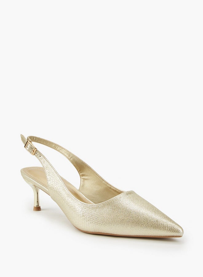 Flora Bella By Shoexpress Metallic Pointed Toe Shoes with Stiletto Heels - Image 3
