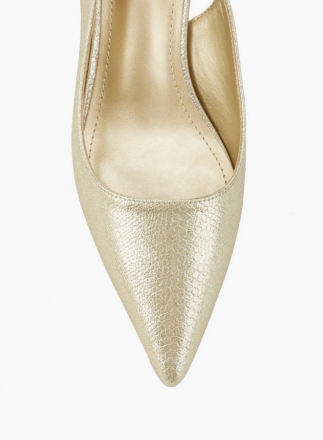 Flora Bella By Shoexpress Metallic Pointed Toe Shoes with Stiletto Heels - Image 4
