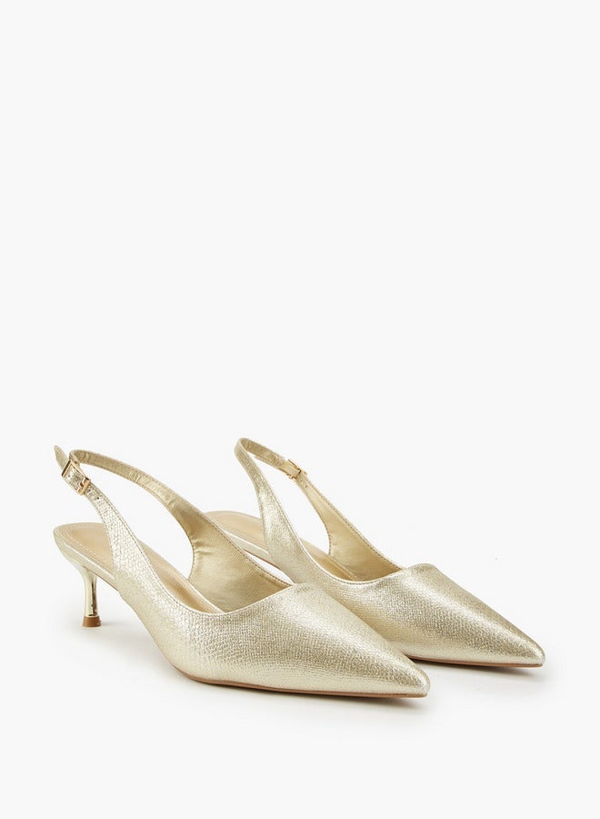 Flora Bella By Shoexpress Metallic Pointed Toe Shoes with Stiletto Heels - Image 2