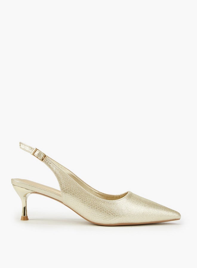 Flora Bella By Shoexpress Metallic Pointed Toe Shoes with Stiletto Heels - Image 1