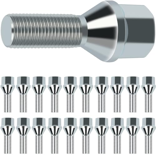 SCITOO M12x1.25 Wheel Lug Bolt 12x1.25 Lug Nut Bolts 20 Pcs Silver Shank Length 28mm Compatible for Jeep Compass for Renegade for Cherokee, for Fiat, for Chrysler 200, for Dodge Dart - Image 1