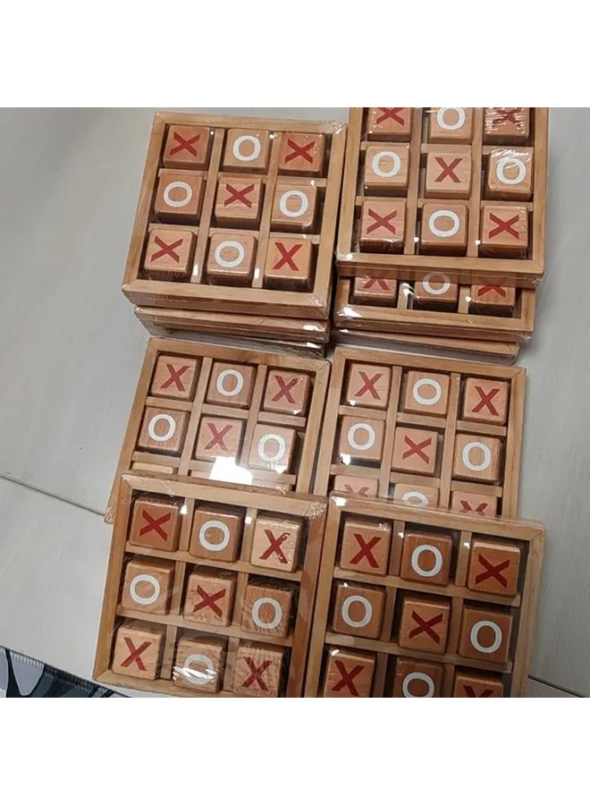 لعبة خشبية تيك تاك تو XO لوح شطرنج استراتيجية طاولة ديكور هدية للكبار - Image 5