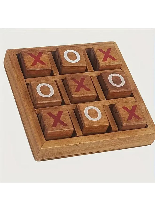 لعبة خشبية تيك تاك تو XO لوح شطرنج استراتيجية طاولة ديكور هدية للكبار - Image 2