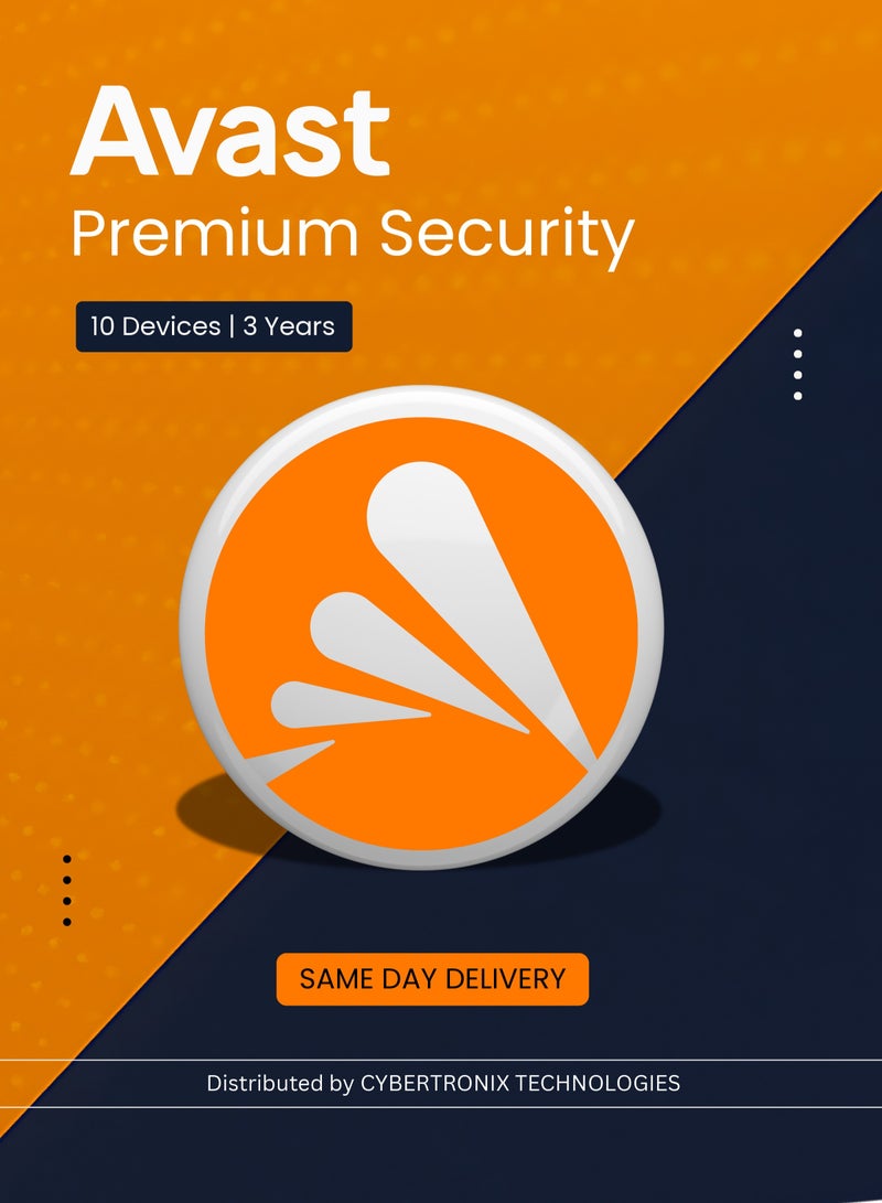 Avast أفاست بريميوم سيكيورتي | 10 أجهزة لمدة 3 سنوات | ترخيص رقمي | توصيل في نفس اليوم
