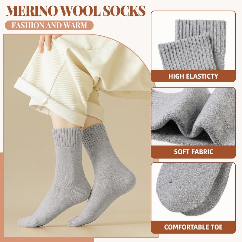 Velice Wool Socks for Women Merino Wool Boot Hiking Thick Thermal Warm Winter Crew Cushion Cozy Work Socks 5 Pairs - Image 5