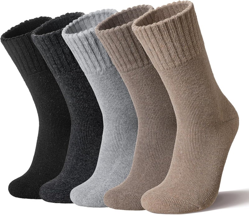 Velice Wool Socks for Women Merino Wool Boot Hiking Thick Thermal Warm Winter Crew Cushion Cozy Work Socks 5 Pairs - Image 1
