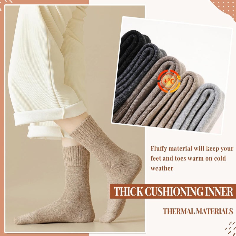 Velice Wool Socks for Women Merino Wool Boot Hiking Thick Thermal Warm Winter Crew Cushion Cozy Work Socks 5 Pairs - Image 2