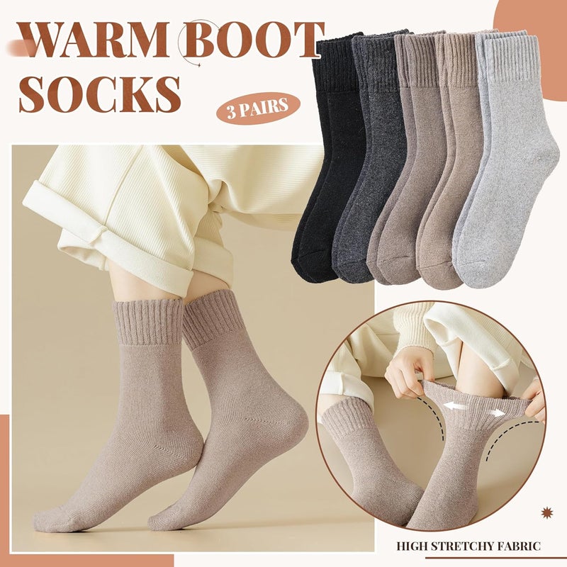 Velice Wool Socks for Women Merino Wool Boot Hiking Thick Thermal Warm Winter Crew Cushion Cozy Work Socks 5 Pairs - Image 3