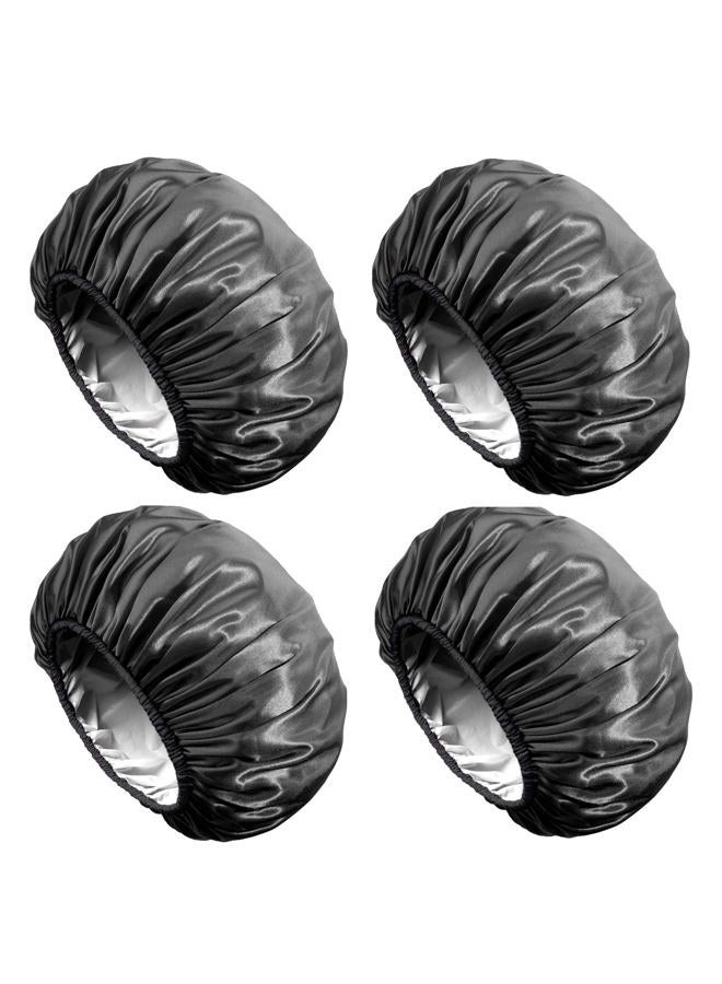 Aquior Shower Cap,4-Pack Large Shower Caps for Women Long Hair, Premium Soft Silky Satin Reusable Hair Cap For All Hair Lengths And Big Hairstyles - Image 1