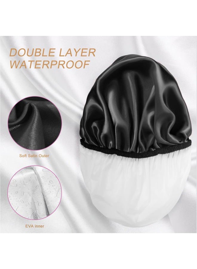 Aquior Shower Cap,4-Pack Large Shower Caps for Women Long Hair, Premium Soft Silky Satin Reusable Hair Cap For All Hair Lengths And Big Hairstyles - Image 5