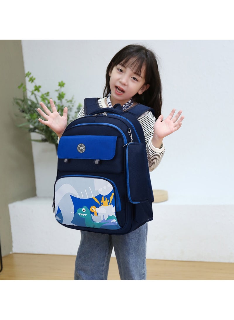 إيزي كيدز Eazy Kids Dino School Bag with  Universal TROLLEY and Pencil Case - Dark Blue - Image 5