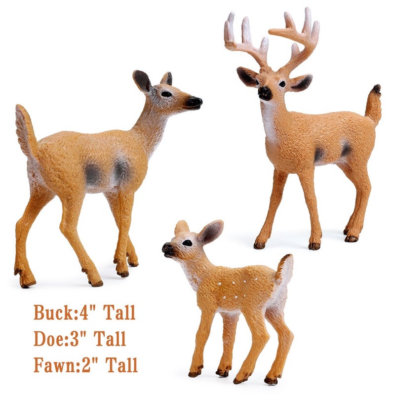 RESTCLOUD Deer Figurines Cake Toppers Deer Toys Figure Small Woodland Animals Set of 9 - Image 3