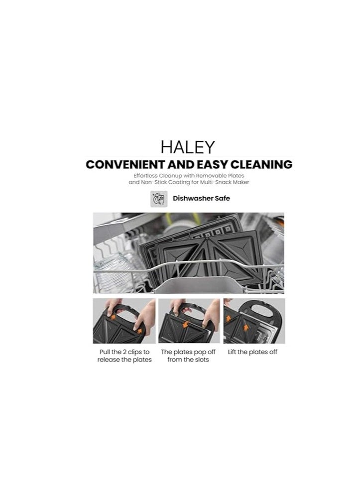 Haley - HALEY Sandwich Maker,8-in-1 Multi Snack Maker,Detachable Sandwich, Grill, Waffle Making Plates with Bakelite Coating, 1-Year Warranty (8 In 1) - Image 1