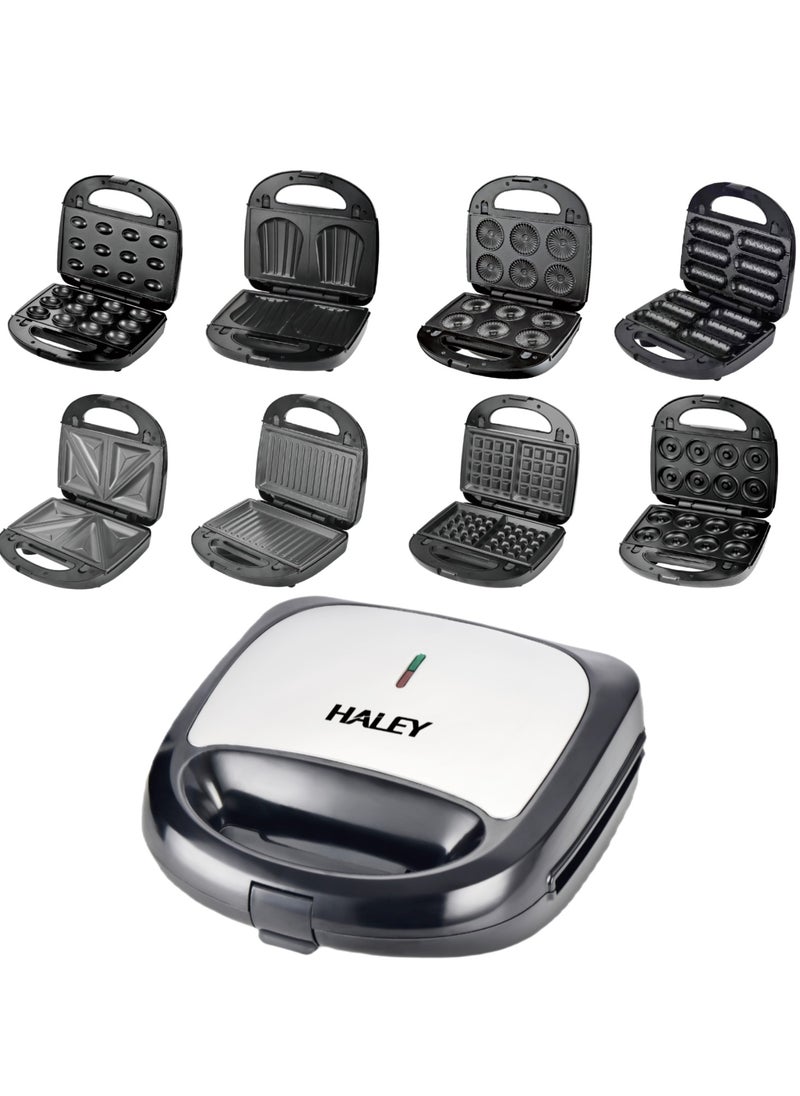 Haley - HALEY Sandwich Maker,8-in-1 Multi Snack Maker,Detachable Sandwich, Grill, Waffle Making Plates with Bakelite Coating, 1-Year Warranty (8 In 1) - Image 1