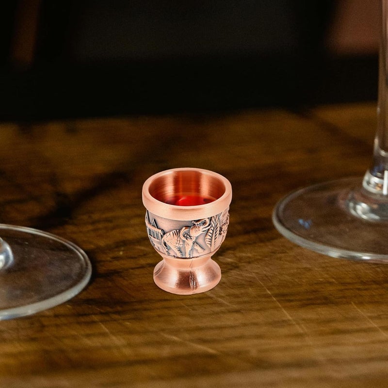 Vintage Copper Alloy Shot Glass Small Retro Household Wine Goblet Decorative Liqueur Cup for Dinner Party and Bar Use - Image 5