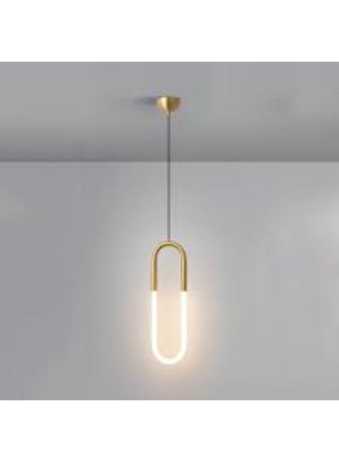 المفتاحة مصباح LED حديث معلق - مصباح معلق حلقي بسيط باللونين الذهبي والأبيض، مناسب لغرف الطعام، والمعيشة، وغرف النوم، وجزيرة المطبخ، وديكور المكاتب | وحدة إضاءة سقف أنيقة مع سلك قابل للتعديل - Image 3