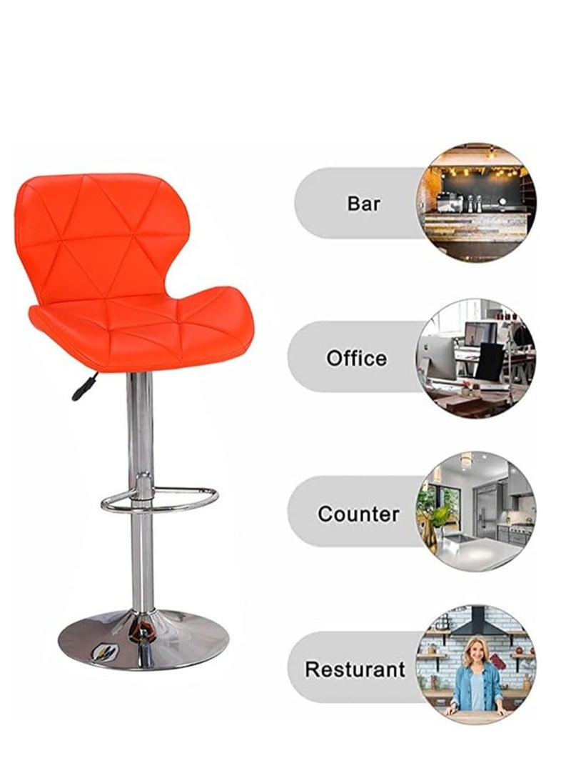 Generic Height Swivel Bar Stool, Bar Chairs with Back, Modern Kitchen Counter Height Barstools, Armless Kitchen Island Stool, for Home Bar Restaurant Kitchen (Orange)  - Image 1