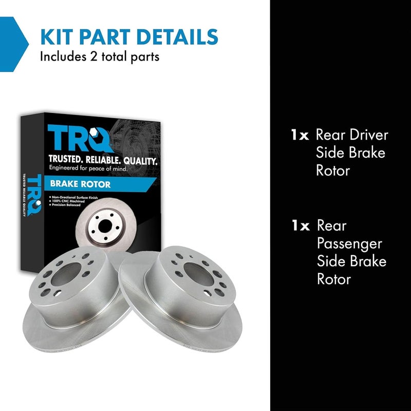 TRQ Rear Disc Brake Rotor Pair Set for Volvo 164/240 / 242/244 / 245/262 / 264/265 / 740/745 / 760/780 / 940/960 - Image 2