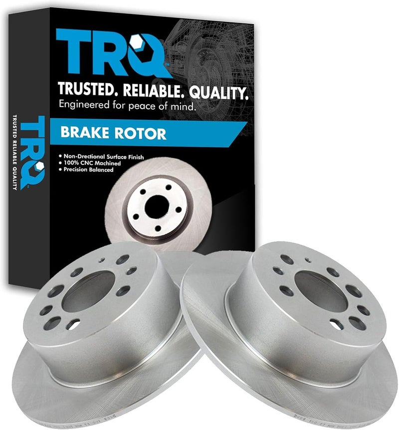 TRQ Rear Disc Brake Rotor Pair Set for Volvo 164/240 / 242/244 / 245/262 / 264/265 / 740/745 / 760/780 / 940/960 - Image 1