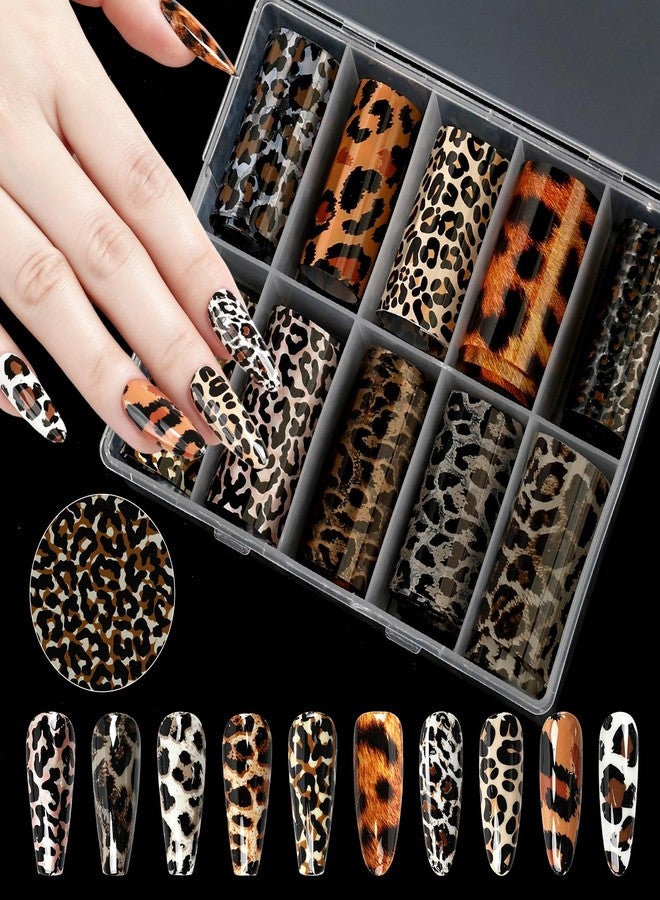 heemeei Nail Foil Transfer Sheets, 20 Rolls Nail Foils Transfer Nail Art(10 Roll Black White Floral Lace Nail Foil & 10 Roll Leopard Print Nails Foils Transfer), Transfer Foil for Acrylic Nails - Image 3