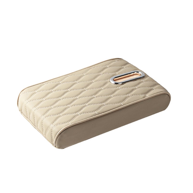Car Center Console Pad, Universal Car Armrest Seat Box Cover with Built-in Tissue Box, Car Interior Accessories, Auto Memory Foam Leather Armrest Cover Protector for Most SUVs, Trucks, Cars (Beige) - Image 1