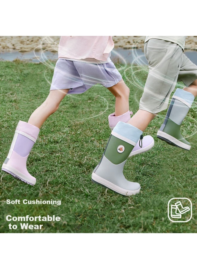 Lemonkid Children's Rain Boots, Non-slip Water Shoes For Boys And Girls, School-specific Rain Boots For Kids, Xuru Pink-purple, Size 35 - Image 2
