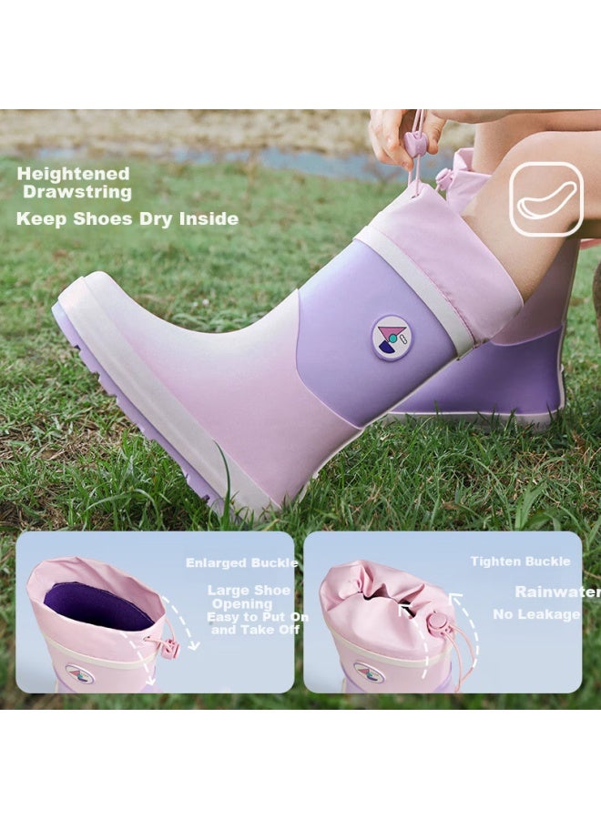 Lemonkid Children's Rain Boots, Non-slip Water Shoes For Boys And Girls, School-specific Rain Boots For Kids, Xuru Pink-purple, Size 35 - Image 3